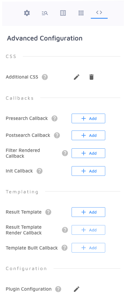 Advanced Configuration options